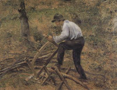 Camille Pissarro Pere Melon Sawing Wood,Pontoise (nn02) Norge oil painting art